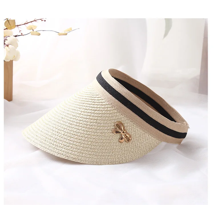 Милая Солнцезащитная шляпа с бантом, Женская пляжная шляпа с широкими полями, Соломенная Шапка с козырьком, кепка, летние шапки для женщин, женская кепка, солнцезащитный козырек для девушек