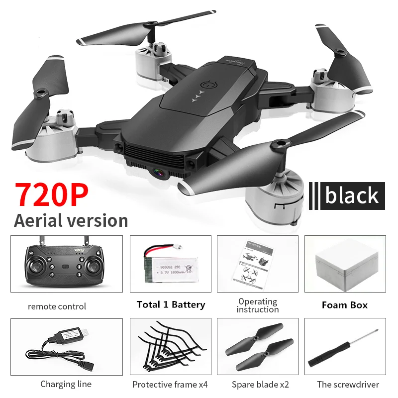 HJ29 Радиоуправляемый Дрон 4K wifi FPV камера 24 минуты время полета Радиоуправляемый квадрокоптер батарея складной мини-Дрон Вертолет игрушка в подарок - Цвет: Black 720P camera