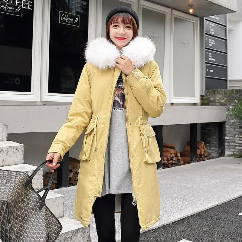 

2019 off Season New Style Cotton Coat Women's Mid-length Korean-style Slim Fit Thick Cotton Overcoat Da Mao LEEPAG Overcome Over