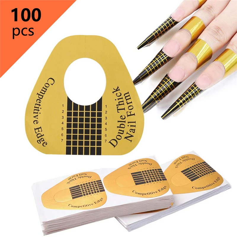 

100Pcs/pack Paper Nail Forms For Building Acrylic UV Gel Nail Extension Tips Nail Builder Sticker Nail Polish Guide Mold