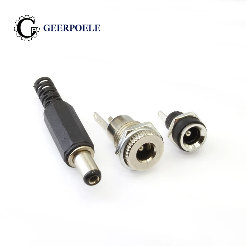 

3 set/lot DC Connector 30V 5A DC Power Plug Female Interface Mount Socket Jack Plug Wire Terminals Adapter 022B 5.5*2.1 5.5*2.5