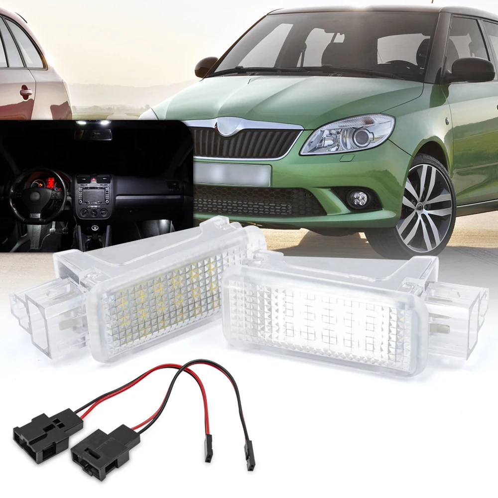 2PC LED Courtesy Door Projector Footwell Light trunk Luggage Lamp For