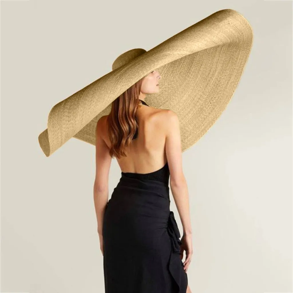 Негабаритная соломенная шляпа Дамская мода большая широкая с полями, солнце шляпа пляж анти-УФ Защита от солнца складывающаяся Кепка покрытие женский летний капюшон