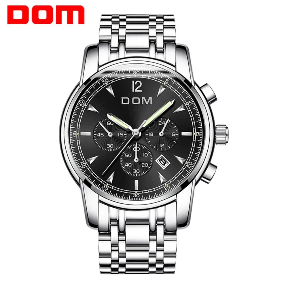 

DOM Mens Watch Quartz Analog Luxury Fashion Sport Wristwatch Waterproof Stainless Male Watches Clock Wristwatch Mens M-75D-1MPE
