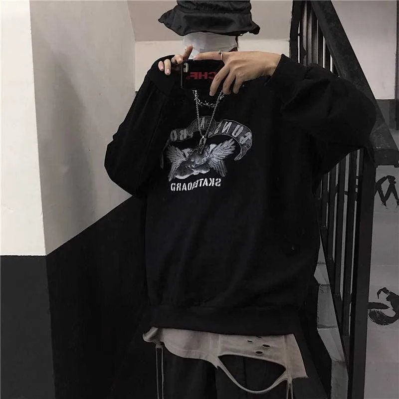NiceMix, женская футболка в полоску с буквенным принтом ангела, с круглым вырезом, с длинным рукавом, повседневная, свободная, женская футболка, футболка, топ