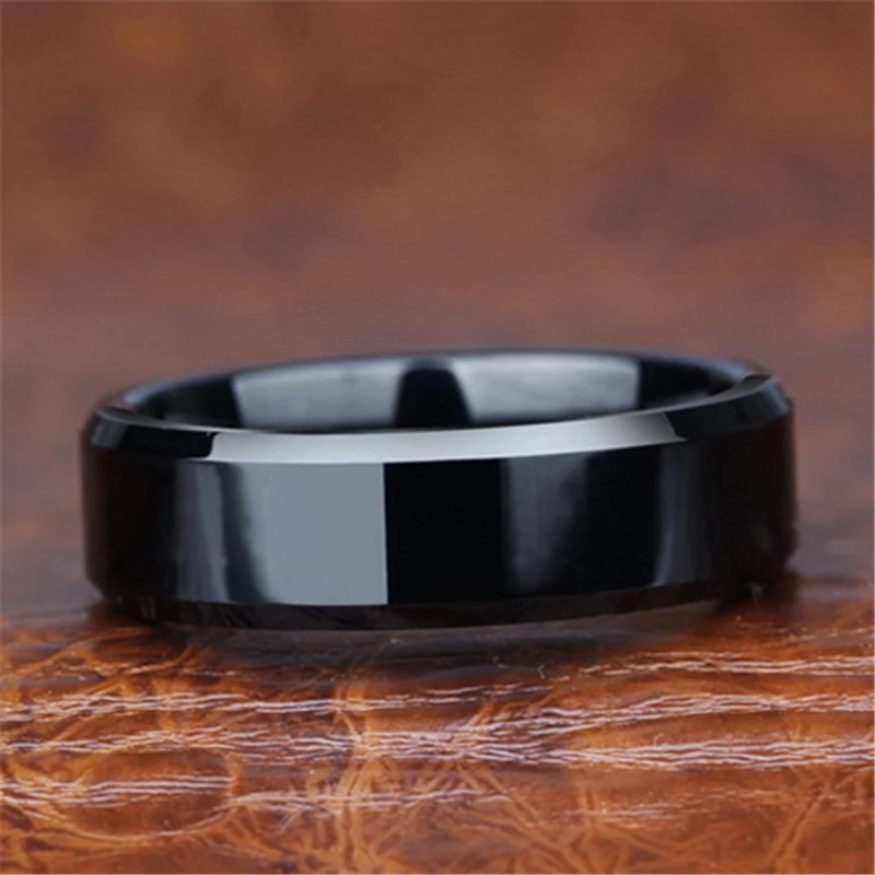 Классическое черное серебряное титановое кольцо из нержавеющей стали, мужское двойное Коническое кольцо для обручальных браслетов, аксессуары для женщин и мужчин, парные ювелирные изделия