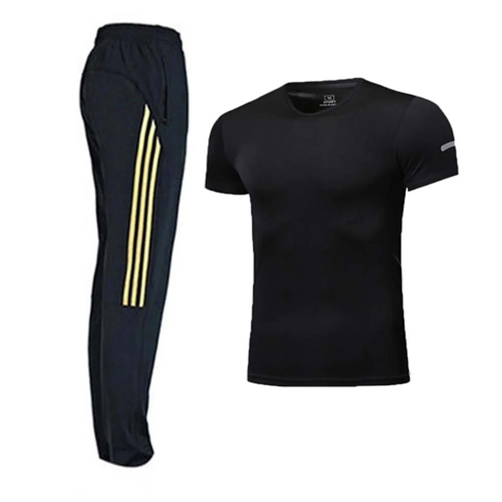golden black BINTUOSHI, дышащие спортивные штаны, Мужские штаны для бега с карманами на молнии, высокая эластичность, тренировочные штаны для фитнеса, штаны для мужчин - Цвет: golden black