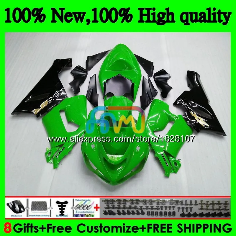 Тюнинг-пакет для KAWASAKI ZX 6R 600CC 6 R ZX636 ZX-636 600 CC ZX-6R 11BS. 19 ZX600 ZX 636 ZX6R 05 06 2005 2006 Обтекатели зеленого цвета фабрики