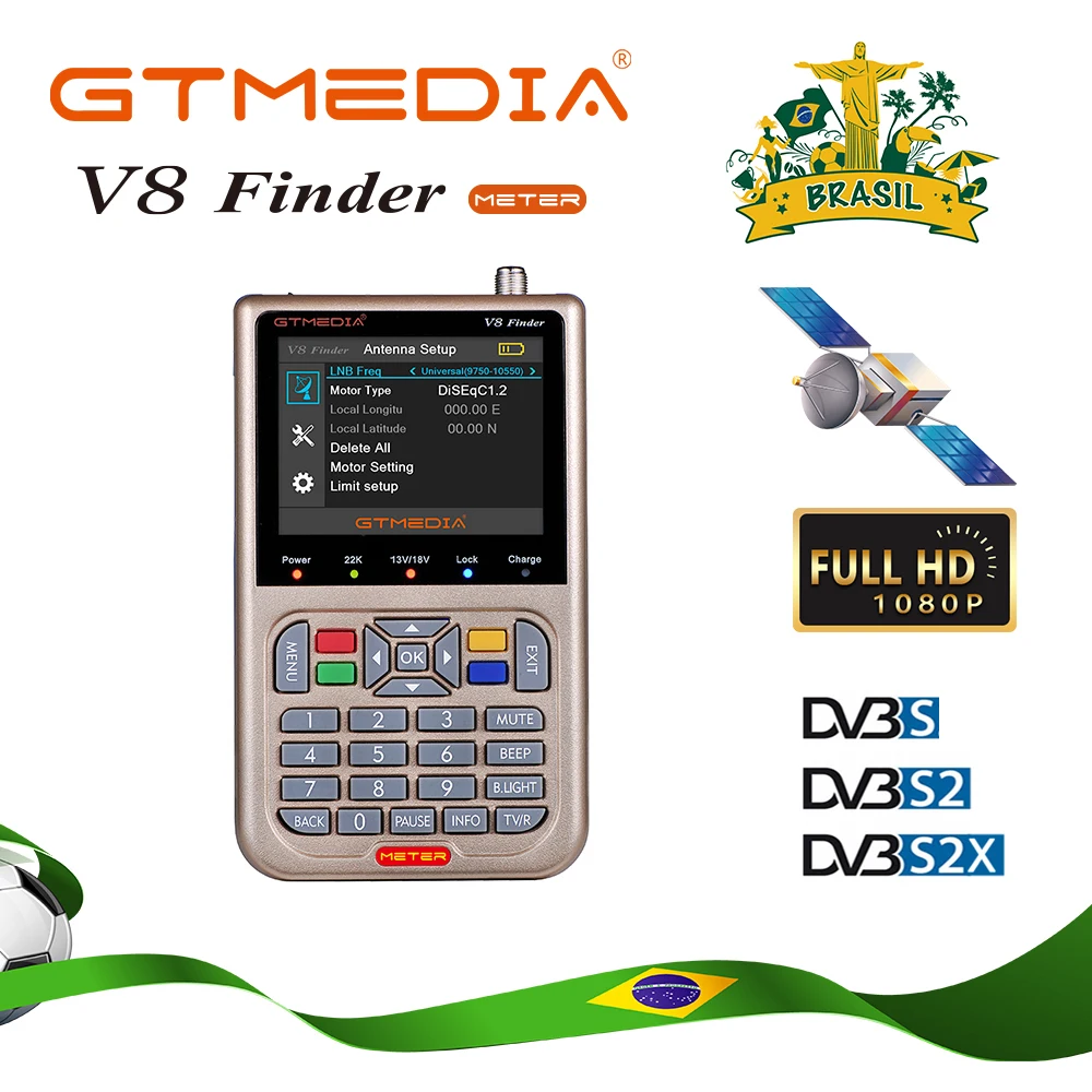 

V8 Finder Meter Digital 3.5 inch LCD Satellite Finder Digital HD 1080P Receptor TV Signal Receiver Sat Decoder Location Finder