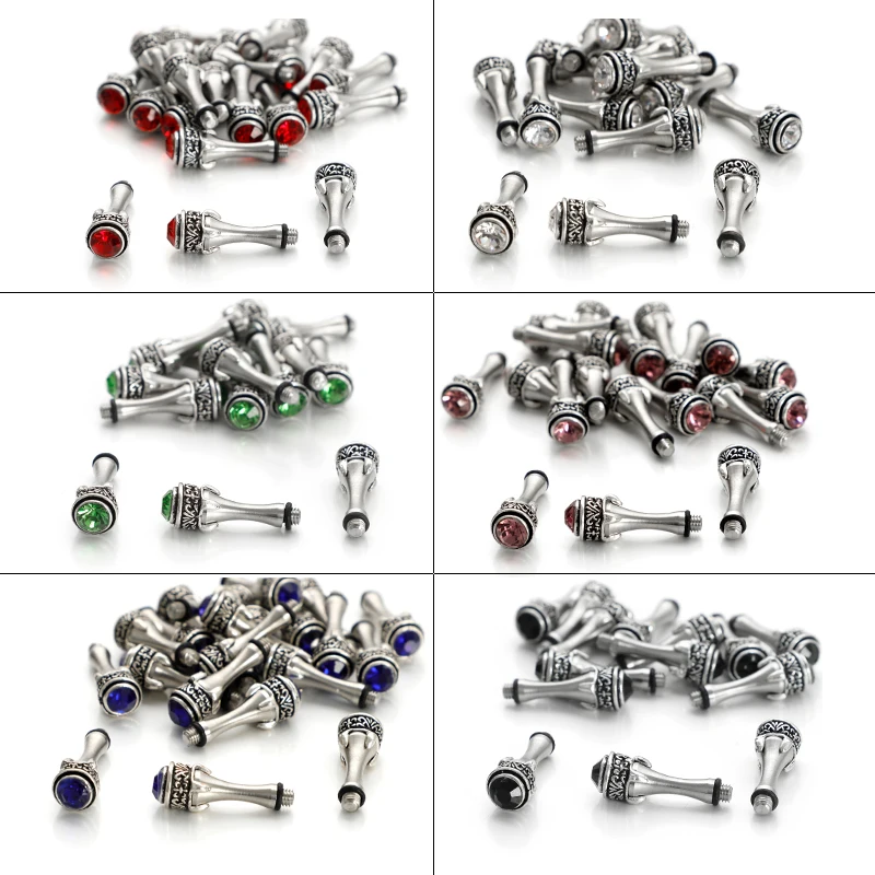 하이엔드 보석 지르콘 실버 탈착식 손가락 받침대 가위, M 3.0, 2.5x0.5mm, 혼합 색상 크기, 이발사 사용 가위 액세서리, 10 개