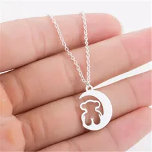 Медвежонок ожерелье из нержавеющей стали медведь на Луне ожерелье ювелирные изделия Женское животное ожерелье и подвески вечерние аксессуары Mama Bear подарок