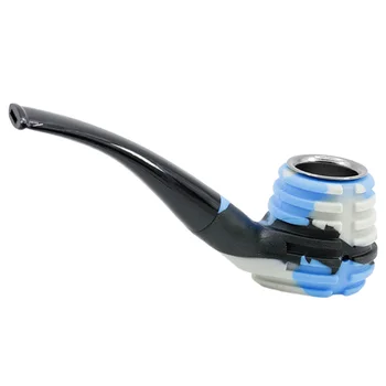 

1PC Silicone Tobacco Pipes Portable Acrylic Cigarette Holder Round Head Metal Cigarette Pot for Men Use (Random Color)