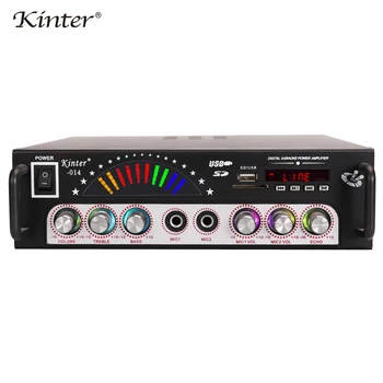 

Kinter-014 Karaoke amplifier audio 2CH supply power AC220 DC12V with FM USB SD MIC input adjust ECHO treble bass in home