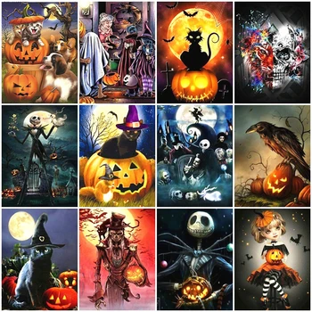 

5D DIY Diamond Painting Halloween Full Square Rhinestone Diamond Embroidery Cross Stitch Mosaic Cartoon Home Decor Gift