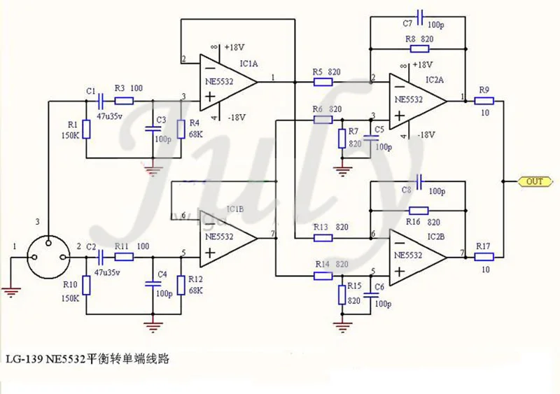 Готовая Печатная Плата LG139B NE5532 Dual Op Amp XLR To RCA С.
