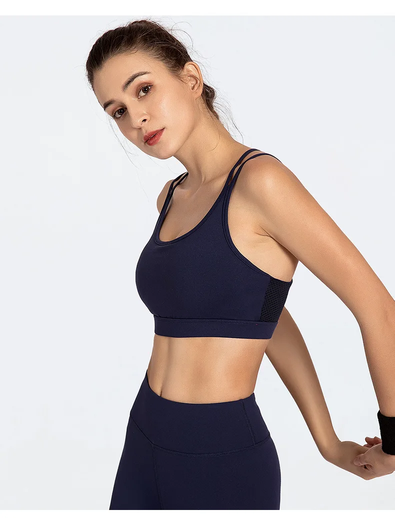 Women Sports Bra Push Up Yoga Tops Crop Active Wear Gym Fitness Shockproof Brassiere Shirt Running Bra Sportswear Female