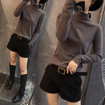 

the new semi-high-collar bottom shirt with velvet long-sleeved women wear t-shirt in autumn and winter to build a slimming coat