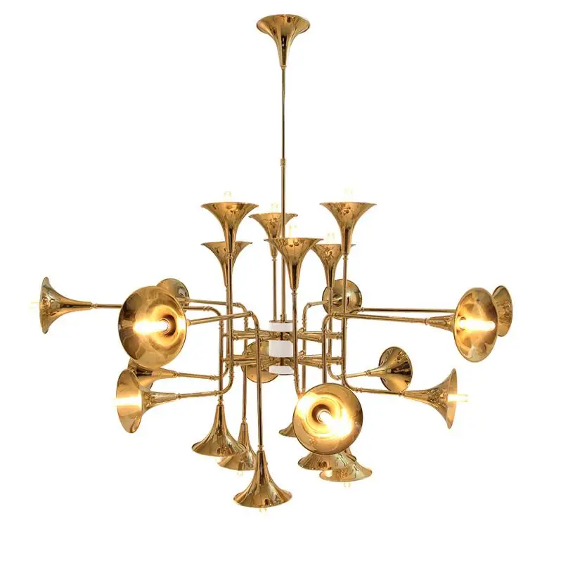 

Post Modern 12/16/24 head Delightfull Botti Flared Trumpet Gold pendant light lamp suspension lamp luminaire light for hall room