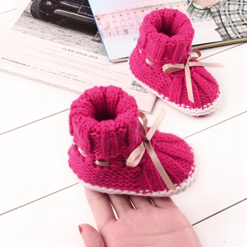 Baby Winter Booties Woolen Soft First Walker Knitted Fleece Warm Infants Boots Snow Crib Shoes