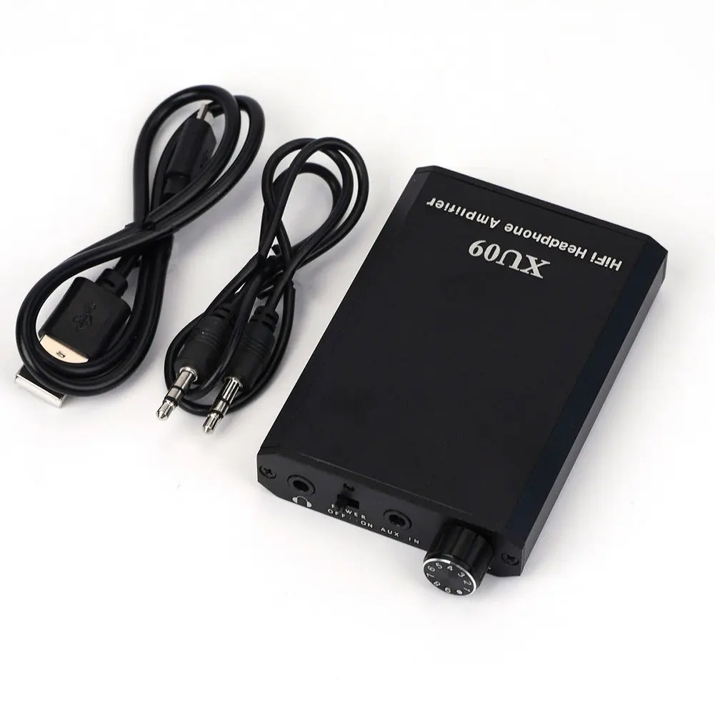 XU09 Stereo MP3 Metal HIFI Portable Music Improver Audio Headphone Amplifier Rechargeable Home Mini Powerful Black