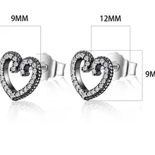 В форме сердца завитками Стад Серьги с прозрачным фианитом элегантные ювелирные изделия делая 925 Серебряная модная серьга шпильки