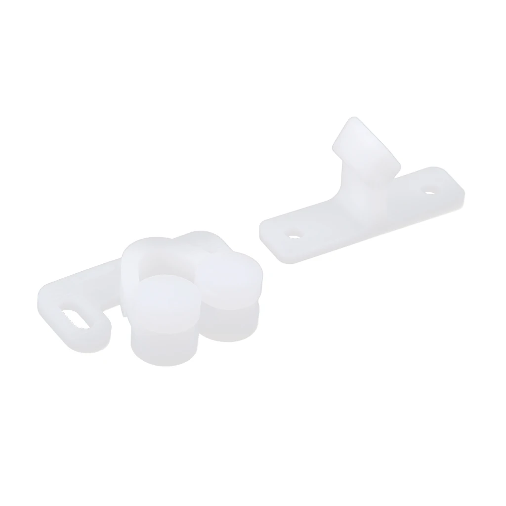 Plastic Tension Roller Catch Latch for Marine Boat RV Caravan Cupboard Cabinet Closet Doors - White