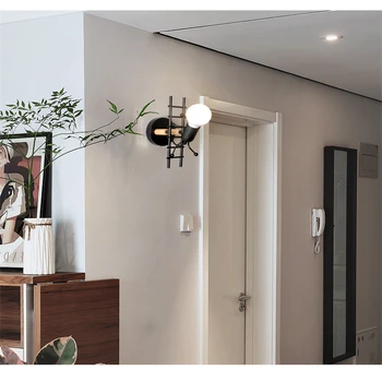 

Led Iron Wall Lamp American Creative Wall Lights Metal Cartoon Robot Sconce Wall Light bedroom Children room Luminaire