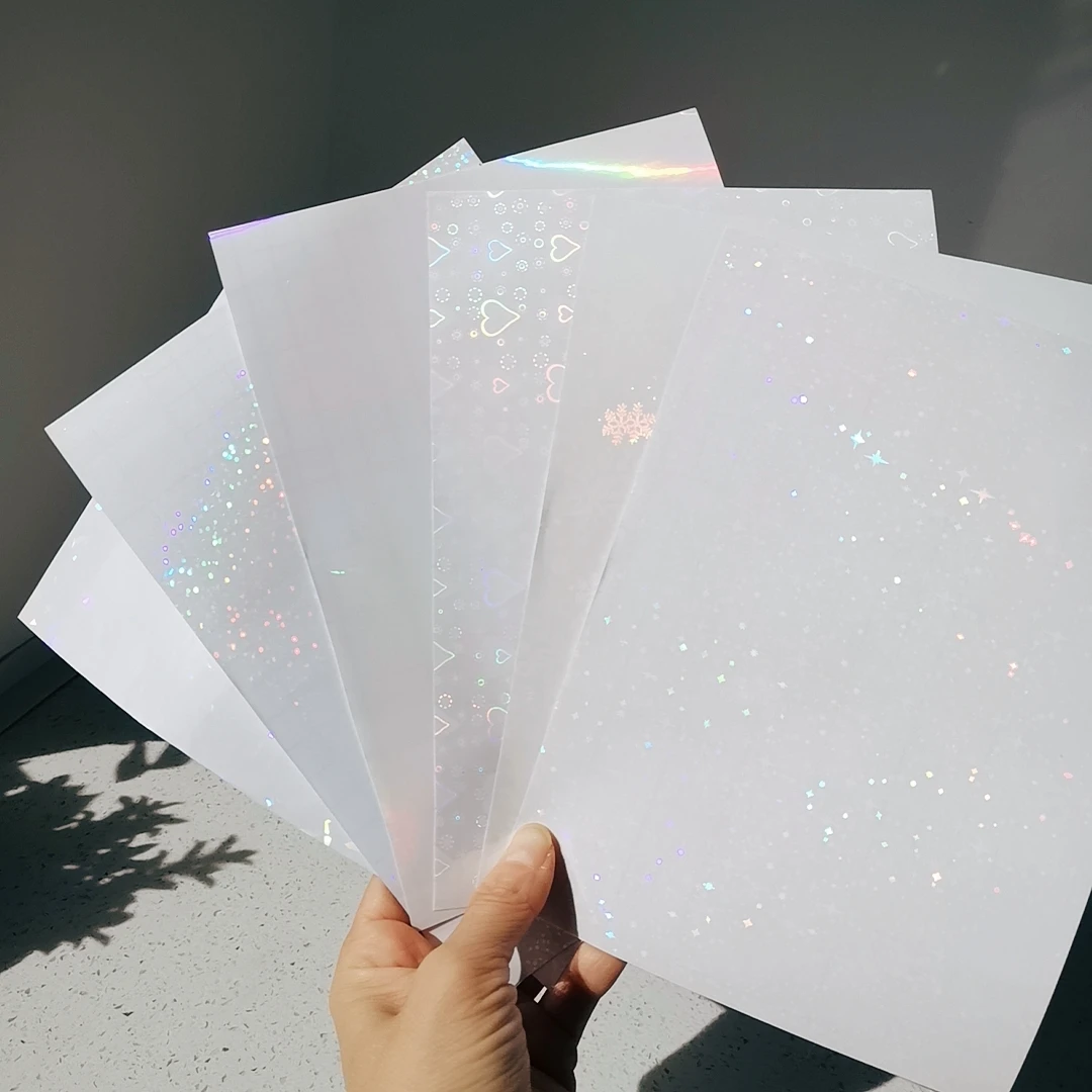 One Sheet Big Head Holographic Foil Adhesive Sticker Paper 6x8&rdquo; DIY