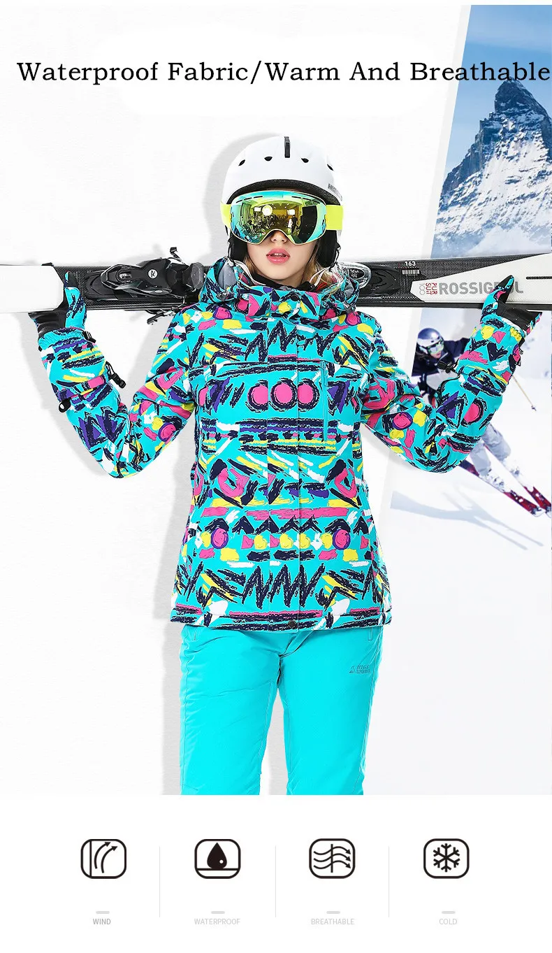 Лыжный костюм Warme Anzug Frauen wausserdicht Winddicht Skifahren und Snowboarden Jacke Hosen