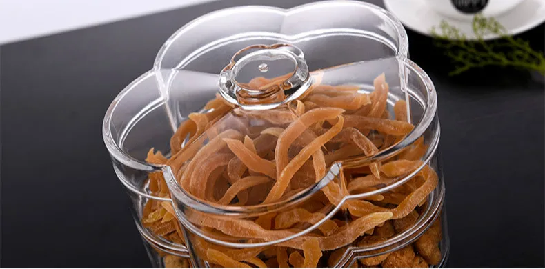 Multi-layered Dried Fruit Box Candy Box Partition with Cover Acrylic Food Storage Tank Stackable Fruit Plates Kitchen Organizer
