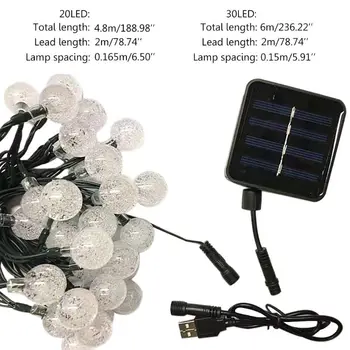 

20/30 LEDs Solar Power Bubble Balls String Light USB Charging Party Holiday