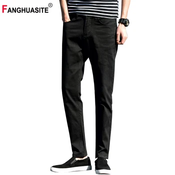 

Men's Street Style Casual Pants New Slim Business Office Solid Color Full Length Pants Fashion Elastic Breathable Jeans DD805