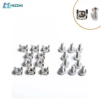 

square hole hardware cage nuts and fixing screw washers for server racks and cabinets (10 sets of M5 M6 16mm 20mm)