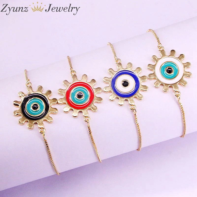 10 шт, красочные эмалированные глаза цветок разъем ювелирный браслет с подвесками-чармами цепи браслет для женщин девушек