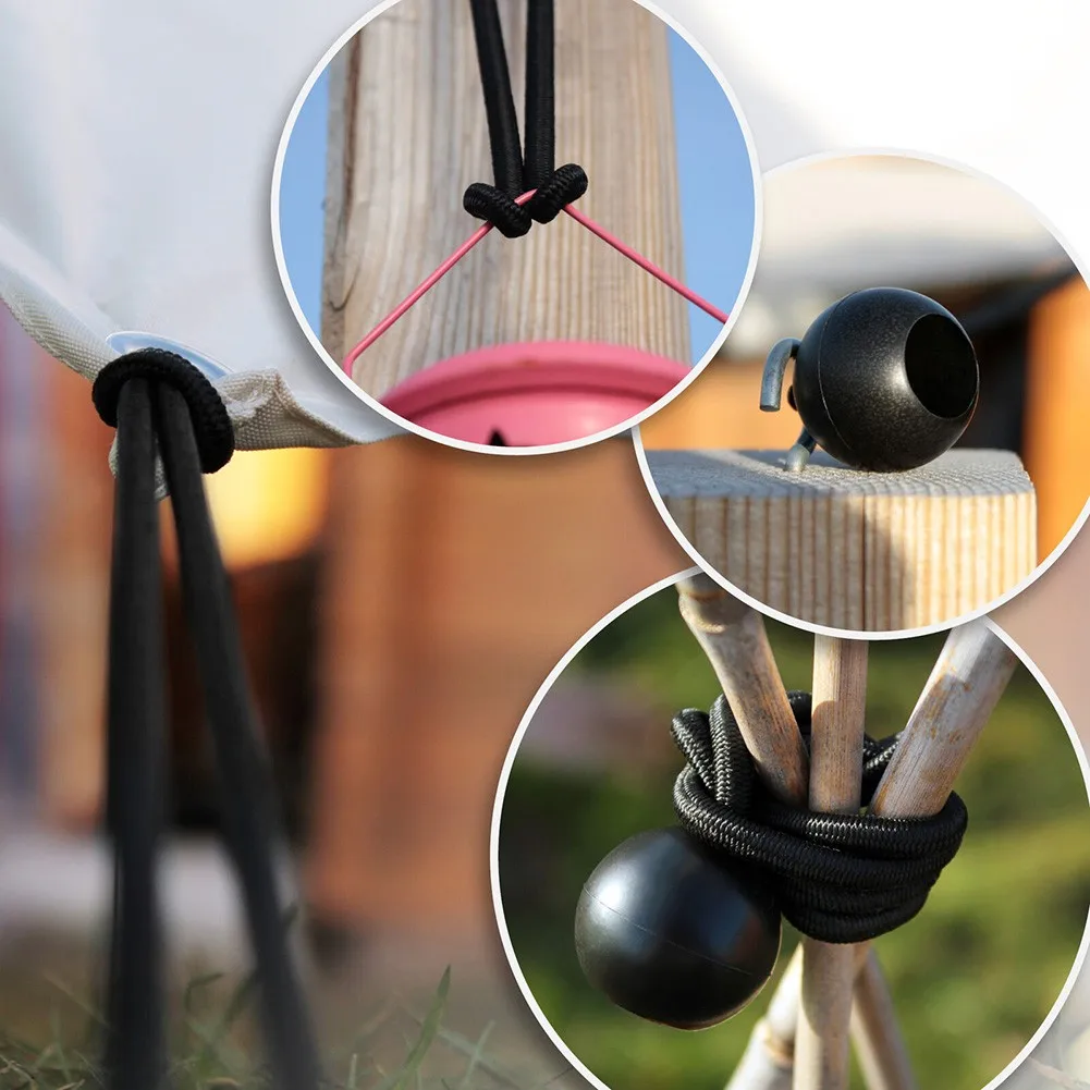 25 Pcs Car Tarpaulin Tensioner Bouncy Rope With Ball Tension Posters Tent Tensioning Belts 20cm Black Interior Accessories
