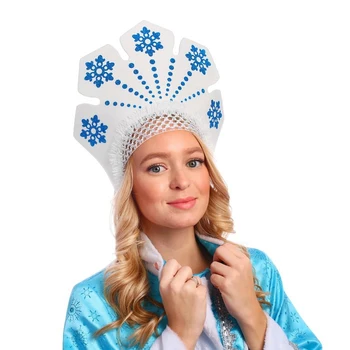 

Kokoshnik "Blizzard" with blue snowflakes