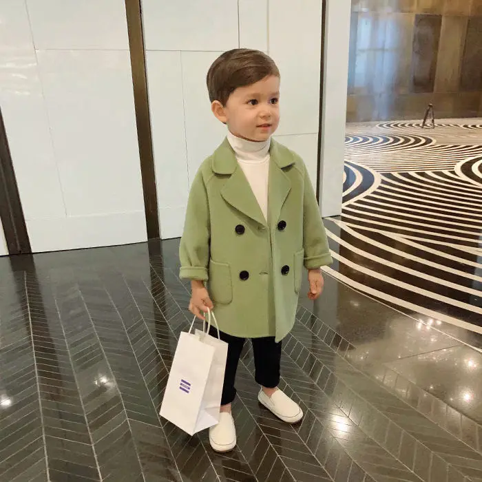 Veste A Carreaux Double Boutonnage En Laine Pour Bebe Garcon Trench Coat A Revers Manteau En Laine Pardessus De Printemps Kf075 Aliexpress