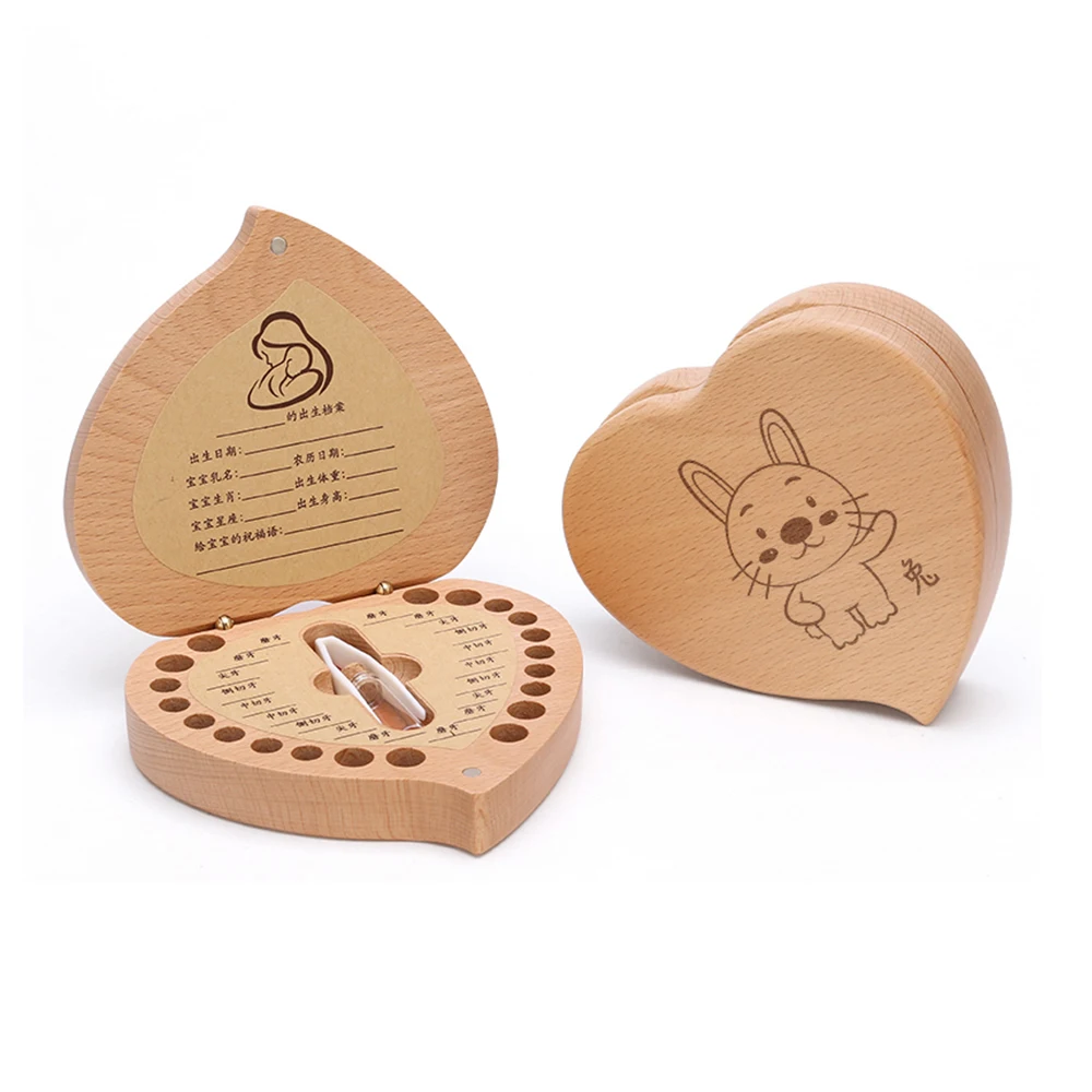 

Chinese Style Milk Teeth Umbilical Lanugo Organizer Storage Solid Wooden Baby Tooth Box Boys Girls Souvenir Case New Born Gifts