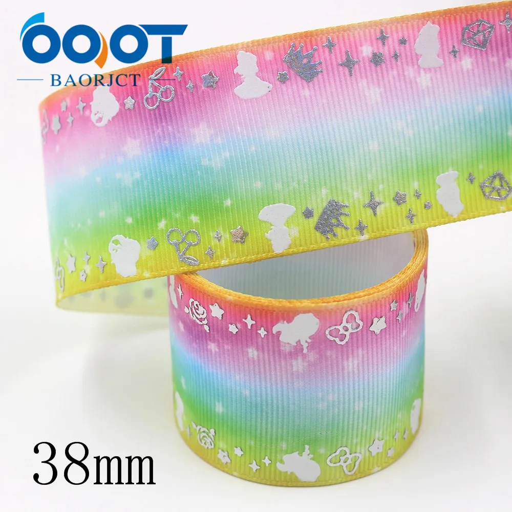 I-191118-2493 OOOT BAORJCT I-191118-2492, 38 мм, 5 ярдов Новые Флуоресцентные красочные печатные корсажные ленты, DIY ручной работы головные уборы подарочная упаковка - Цвет: I-191118-2493
