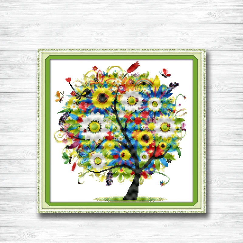 

Happy tree mascot diy home decor painting dmc 14CT 11CT counted cross stitch Needlework Set Embroidery kits chinese cross stitch