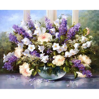 

GATYZTORY DIY Painting By Numbers Flowers Picture Colouring Zero Basis HandPainted DIY Gift Home Decor Oil Painting