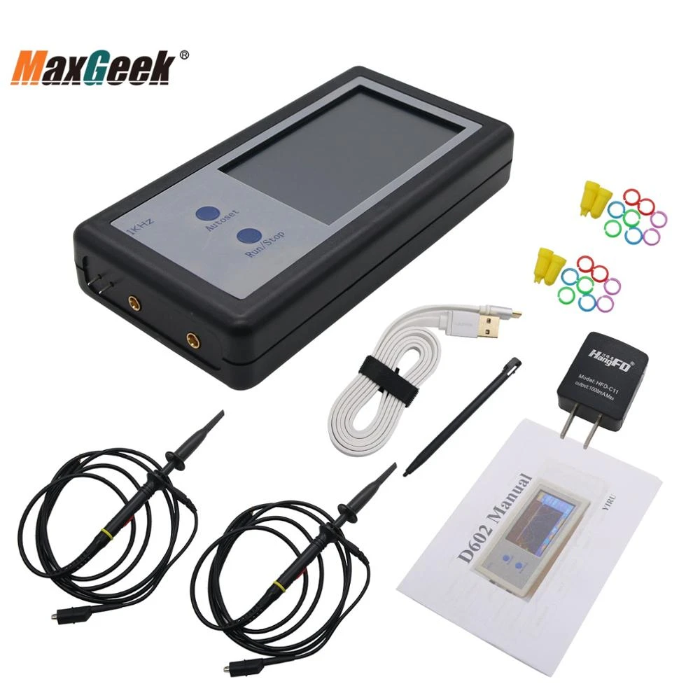 Maxgeek 200khz Digital Oscilloscope 2 Channel Mini Portable Oscilloscope Pocket Sized Touch