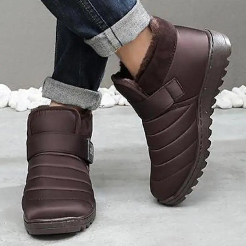 

Men Winter Shoes Ankle Boots Snow Waterproof Comfortable Warm Plush Shoes Man Outdoor Non-slip Velcro Booties Black Botas Hombre