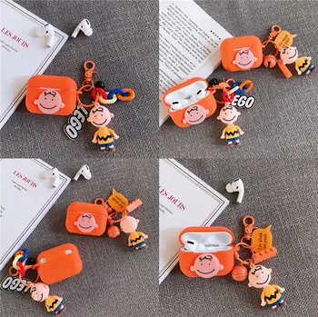 

Soft Silicone Cute Korean Cartoon Peanut Comics Charlie Brown with Strap Earphone Protective Cover Cases For Apple Airpod Pro 3