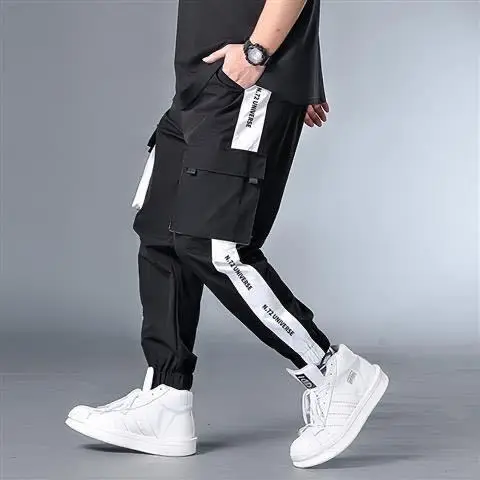 Large Plus Size 5XL 6XL 7XL Mens Cargo Pants Female Splice Drawstring Boys Loose Man Harem Pants Slacks Large Cropped Trousers 4