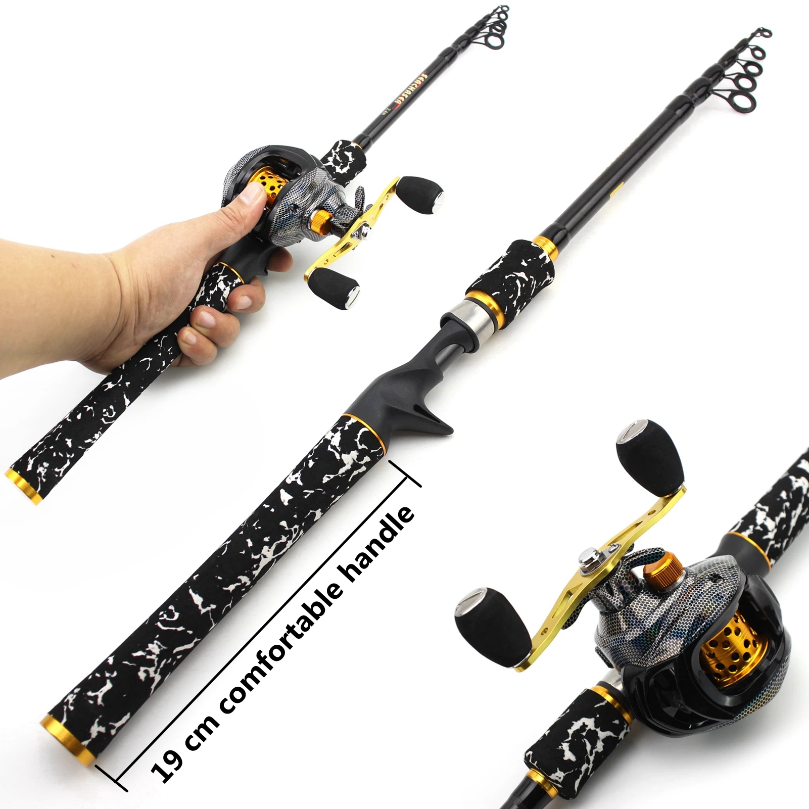 Comprar Fishing Rod and Reel Combo - 6.9ft Telescopic Spincast Rod with Left  Handed Baitcasting Reel Combos - Sea Saltwater Freshwater Ice Bass Fishing  Tackle Set - Fishing Rods Kit en USA