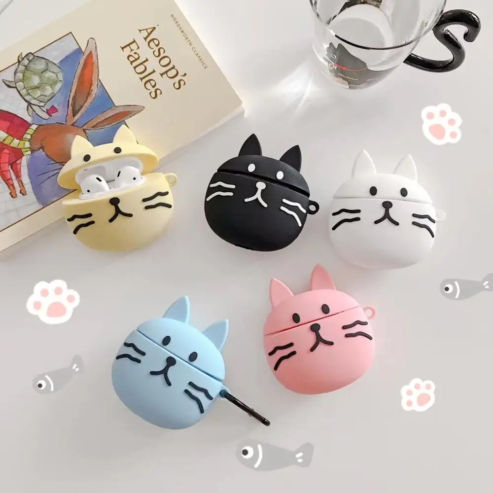 

Cartoon cute cat wireless Bluetooth headphone shell For Apple Airpods 1 2 Cases Silicone For Apple Earpods Earbuds Accessories