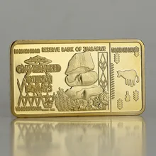 

24K Zimbabwe 100 Trillion Coin Commemorative Coin Square Gold Plated Block Gold Bar Gold Coins Collection Gold Plated Bar