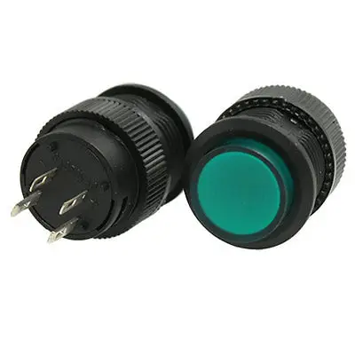 

5 x 3A 250V AC SPST On/Off Momentary NO Round Push Button Switch w Green LED Lig