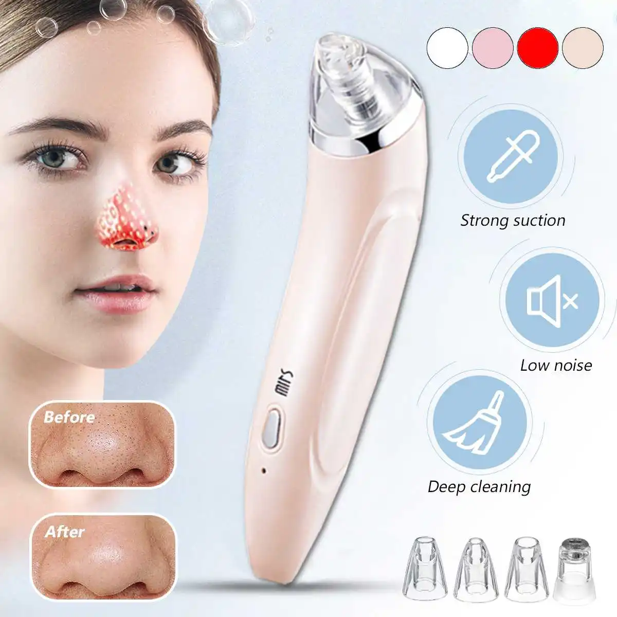 

3 files 4 tips charging models, electric blackhead meter facial pore cleaner, peeling equipment blackhead skin peeling